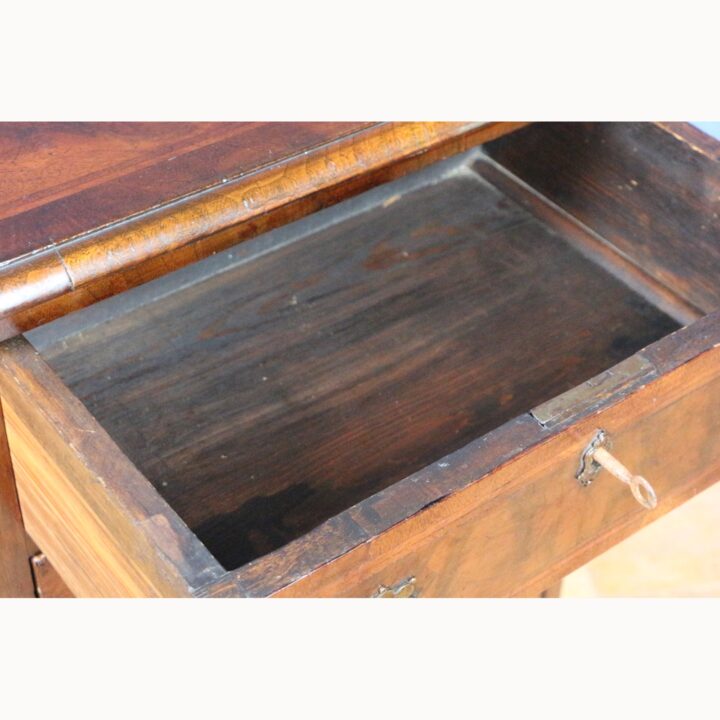 An Antique Walnut Single Drawer Bedside Cupboard Queen Anne Style - Image 4