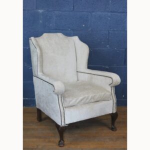 A Quality Georgian Style Velvet Upholstered Wing Arm Chair