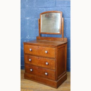 A Vintage C1940s Solid Light Oak Three Drawer Dressing Table