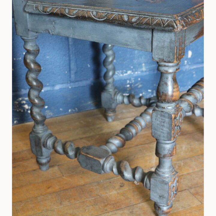 A Pair of C19th Carved and Painted Oak Hall Chairs - Image 3