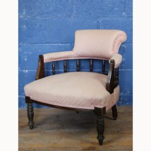 An Edwardian Carved and Turned Walnut Tub Arm Chair Great Shape