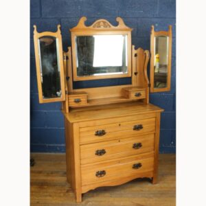 A Victorian Art Nouveau Walnut Dressing Table over Chest Base
