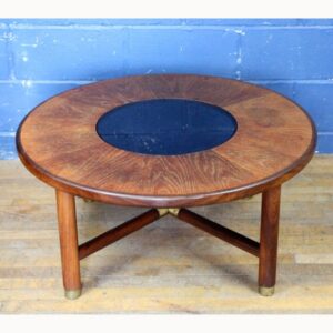A Vintage G Plan Sunburst Round Coffee Table with Smoked Glass Centre by Victor Wilkins