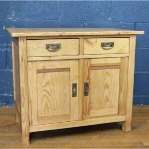 An Antique European Waxed Pine Side Cabinet of Great Size