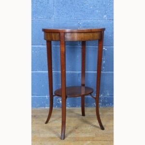 An Antique Style Oval Inlaid Mahogany Two Tier Side Table Raised on Tapering Splay Legs