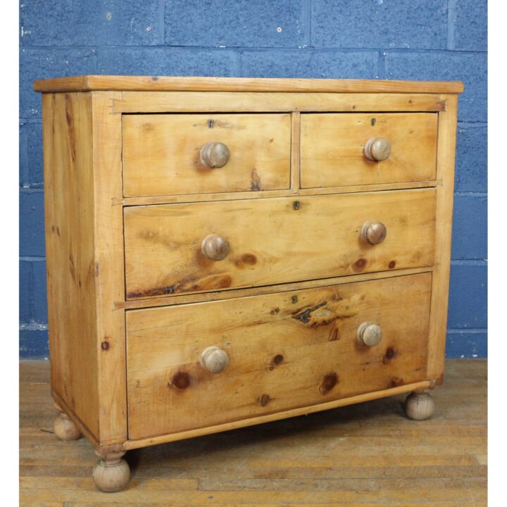 A Victorian Farmhouse Waxed Pine Two over Two Chest of Drawers - Image 2