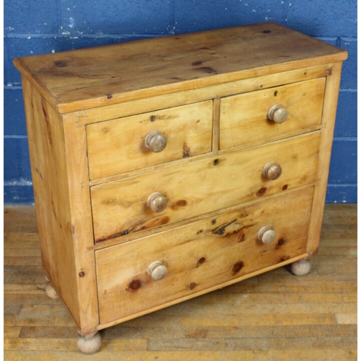 A Victorian Farmhouse Waxed Pine Two over Two Chest of Drawers - Image 9
