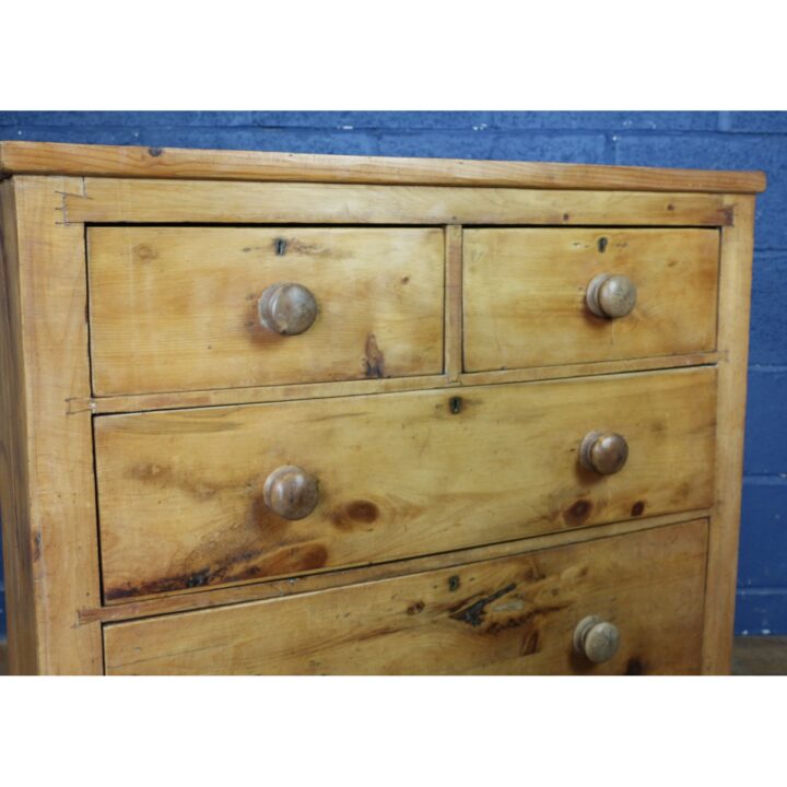 A Victorian Farmhouse Waxed Pine Two over Two Chest of Drawers - Image 7