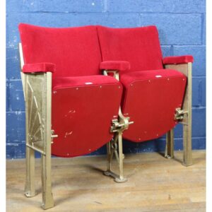 A Pair of Art Deco C1930s Cinema Theatre Seats with Aisle End Panels REF3